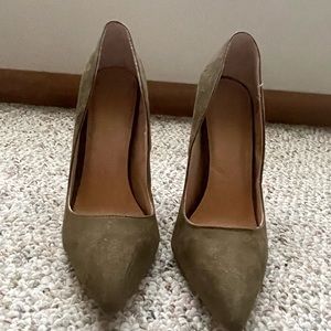 Green Suede Pointy Toe Heels